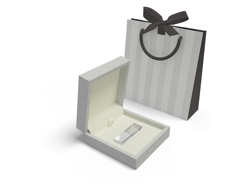 Grey Premium box with chrome crystal usb