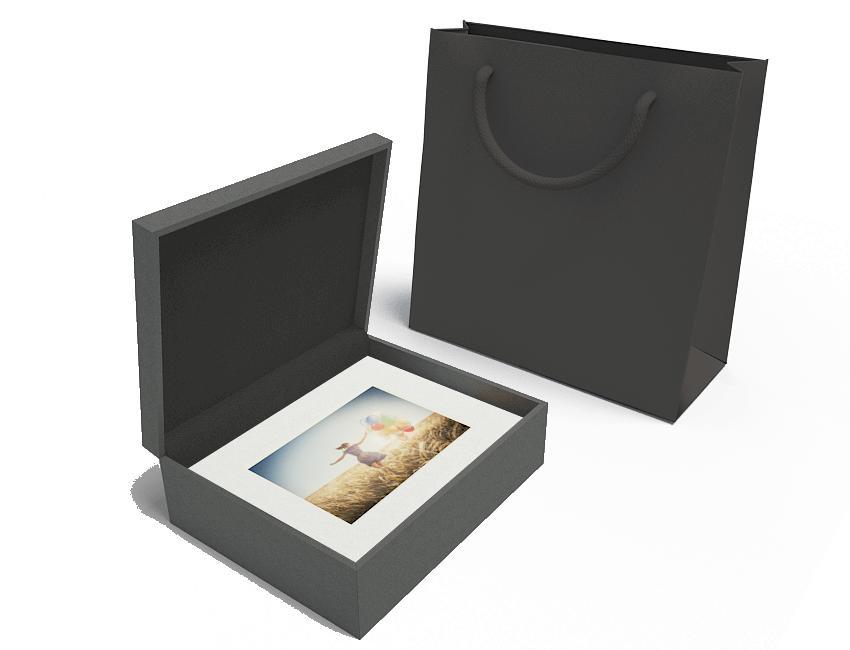 20 Mat Size Black Fabric Box with WHITE 5x7 Mats