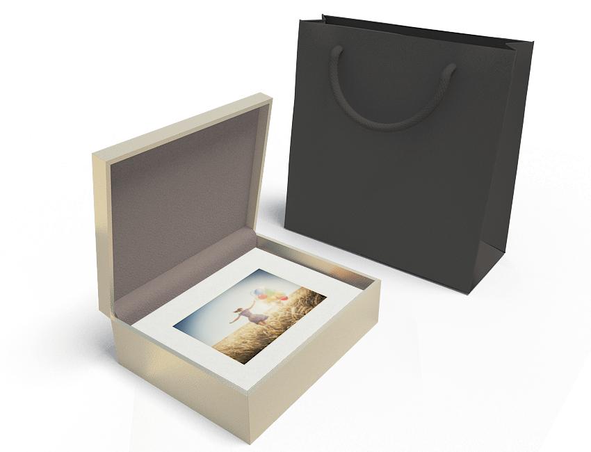 Metallic Champagne 10x8 box with Ultimate white mats