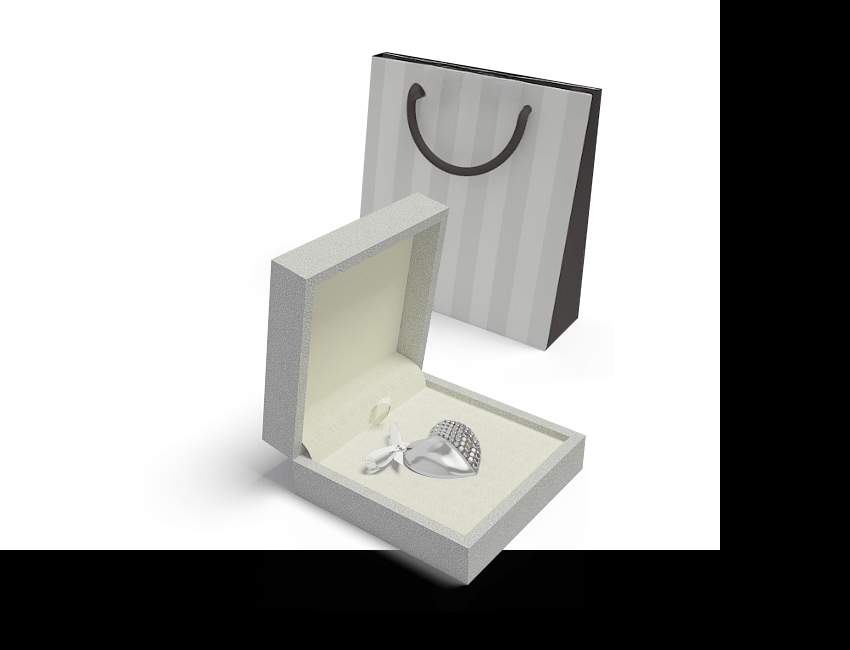 16Gb Wedding USB Silver Heart with Box and Bag