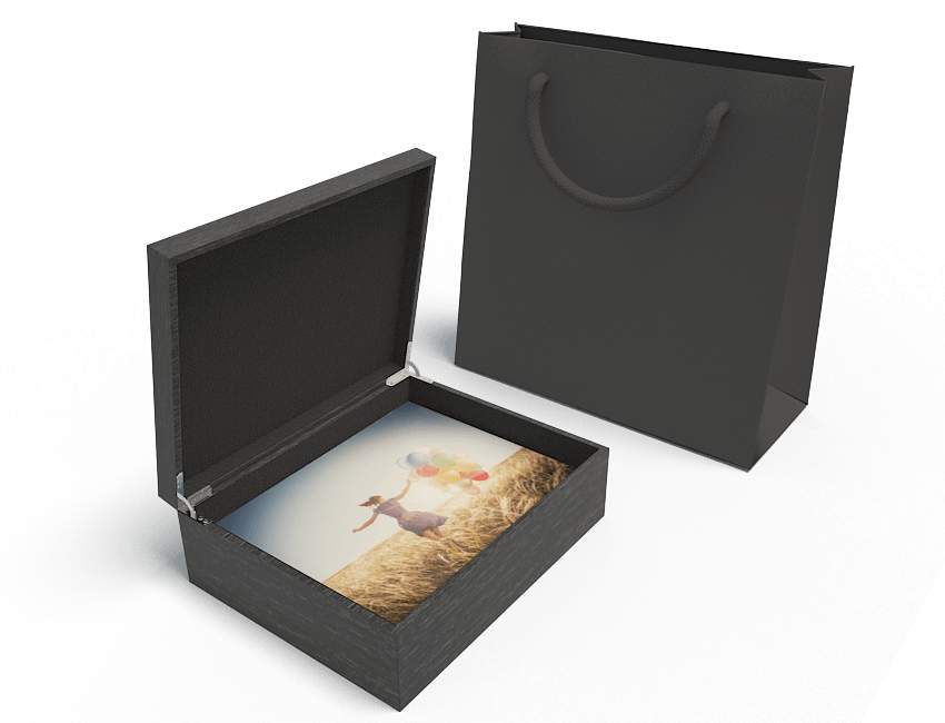 Black Wood Box - 20 image - no USB - Gold Branding 