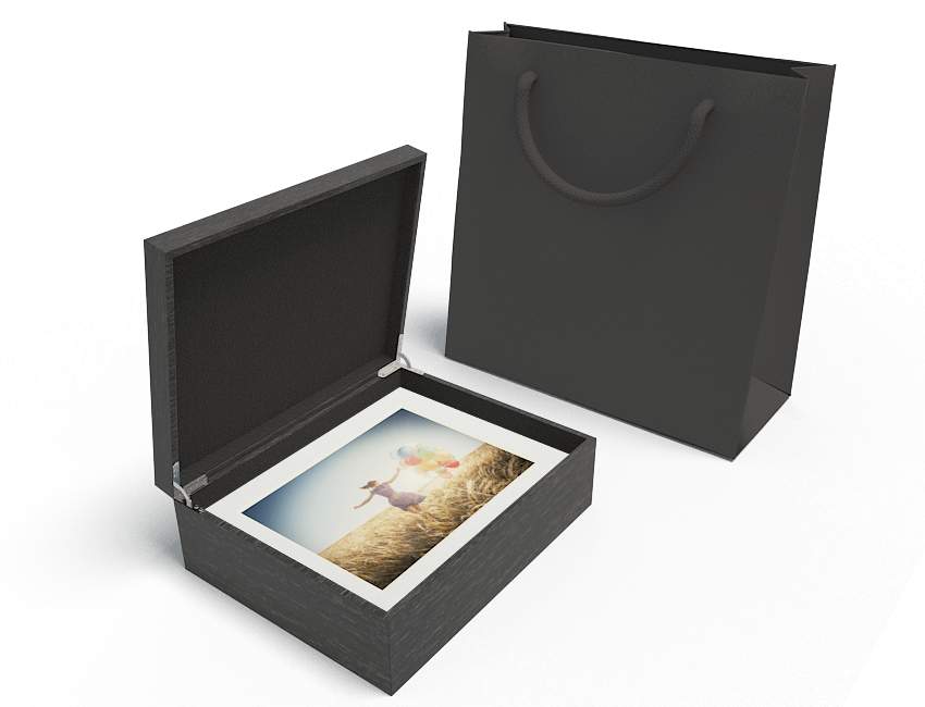 Black 8x10 Premium Window Box w 10 matted prints