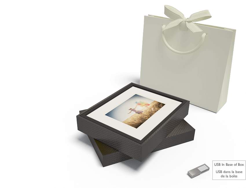 Boîte PM - USB Chrystal/Acier - 10 PP Blancs 7x5