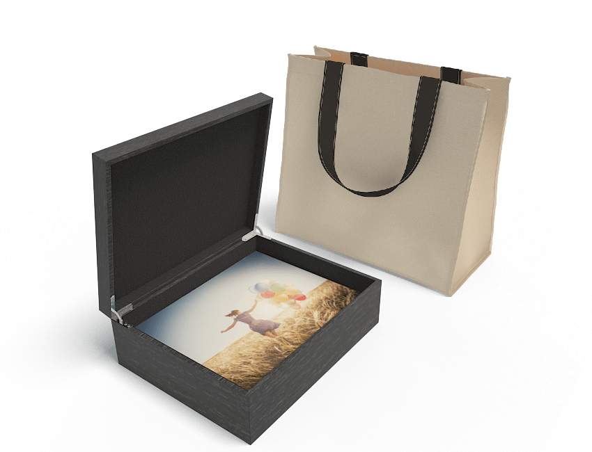 10x8 - Deluxe Wooden Box - Black - No Matts