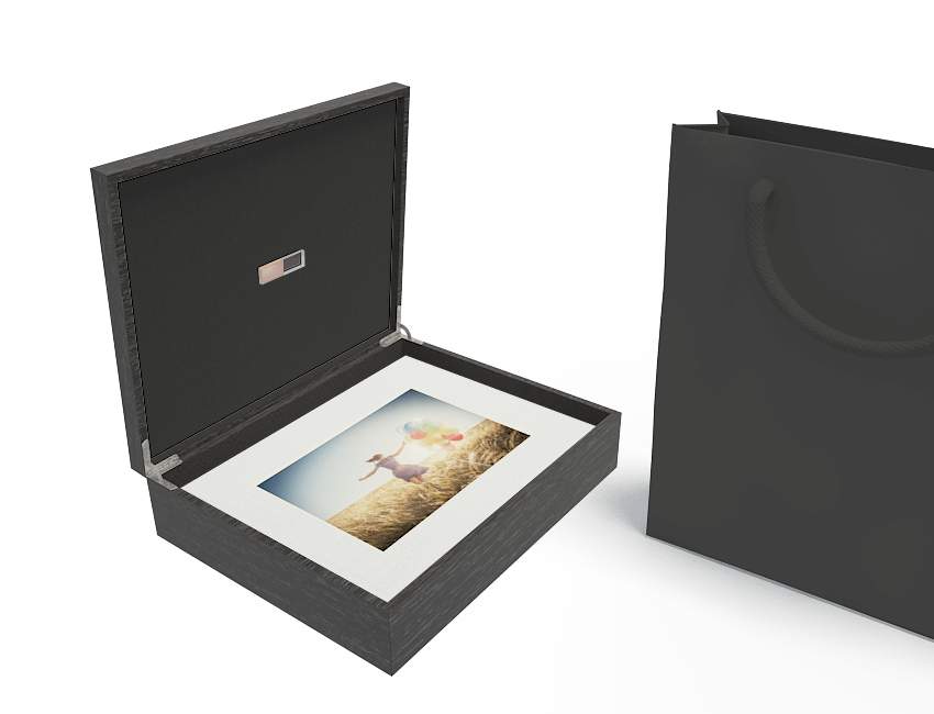 Black Wooden Box with Frame