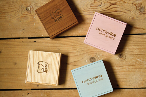 Premium Wooden Boxes shown in all 4 colours