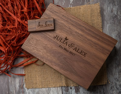 Laser engraved wooden print box for photographers