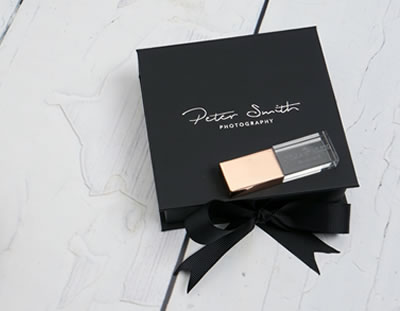 Rose Gold Crystal USB in a Black Box